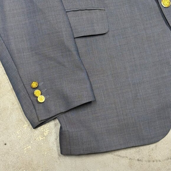 Coppley 1881 Blazer Iridescente Wool Sport Coat Birdseye Blue 46L - Picture 3 of 9